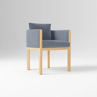 Tallulah Dining Chair W/ Arm, Yarn Dyed Linen Weave Alabaster, Blonde