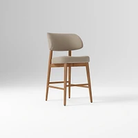 Hyde Bar Stool, Yarn Dyed Linen Weave Alabaster, Smoked Oak