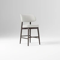 Hyde Bar Stool, Yarn Dyed Linen Weave Alabaster, Smoked Oak