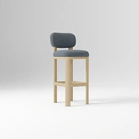 Anton Bar Stool, Yarn Dyed Linen Weave Alabaster, Burnt Wax