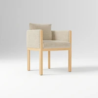 Tallulah Dining Chair W/ Arm, Yarn Dyed Linen Weave Alabaster, Blonde