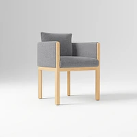 Tallulah Dining Chair W/ Arm, Yarn Dyed Linen Weave Alabaster, Blonde