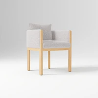 Tallulah Dining Chair W/ Arm, Yarn Dyed Linen Weave Alabaster, Blonde