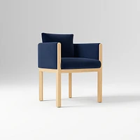 Tallulah Dining Chair W/ Arm, Yarn Dyed Linen Weave Alabaster, Blonde
