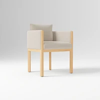Tallulah Dining Chair W/ Arm, Yarn Dyed Linen Weave Alabaster, Blonde