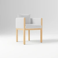 Tallulah Dining Chair W/ Arm, Yarn Dyed Linen Weave Alabaster, Blonde