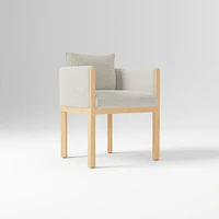 Tallulah Dining Chair W/ Arm, Yarn Dyed Linen Weave Alabaster, Blonde