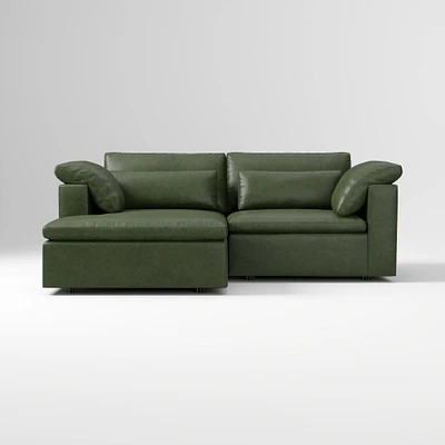 Harmony Modular 2-Piece Left Arm Chair Sectional, Saddle Leather Nut