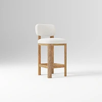 Anton Bar Stool, Yarn Dyed Linen Weave Alabaster, Burnt Wax