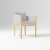 Tallulah Dining Chair W/ Arm, Yarn Dyed Linen Weave Alabaster, Blonde