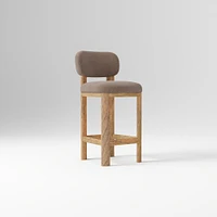 Anton Bar Stool, Yarn Dyed Linen Weave Alabaster, Burnt Wax