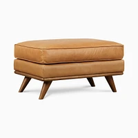 Zander Ottoman, Down Blend, Ludlow Leather, Gray Smoke, Almond