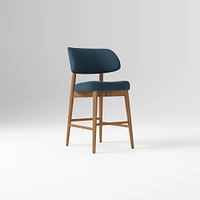 Hyde Bar Stool, Yarn Dyed Linen Weave Alabaster, Smoked Oak