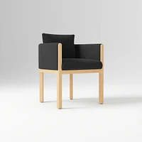 Tallulah Dining Chair W/ Arm, Yarn Dyed Linen Weave Alabaster, Blonde