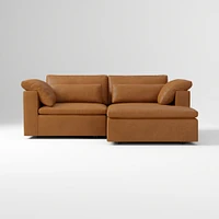 Harmony Modular 2-Piece Left Arm Chair Sectional, Saddle Leather Nut