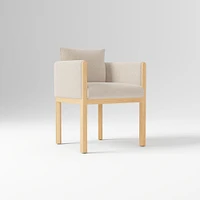 Tallulah Dining Chair W/ Arm, Yarn Dyed Linen Weave Alabaster, Blonde