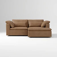 Harmony Modular 2-Piece Left Arm Chair Sectional, Saddle Leather Nut