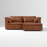 Harmony Modular 2-Piece Left Arm Chair Sectional, Saddle Leather Nut