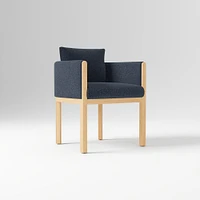 Tallulah Dining Chair W/ Arm, Yarn Dyed Linen Weave Alabaster, Blonde