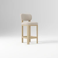 Anton Bar Stool, Yarn Dyed Linen Weave Alabaster, Burnt Wax