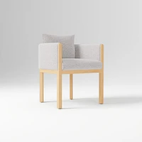 Tallulah Dining Chair W/ Arm, Yarn Dyed Linen Weave Alabaster, Blonde