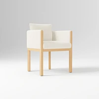 Tallulah Dining Chair W/ Arm, Yarn Dyed Linen Weave Alabaster, Blonde