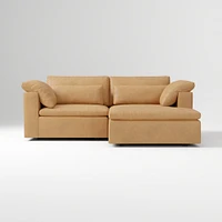 Harmony Modular 2-Piece Left Arm Chair Sectional, Saddle Leather Nut