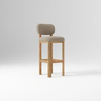 Anton Bar Stool, Yarn Dyed Linen Weave Alabaster, Burnt Wax