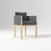Tallulah Dining Chair W/ Arm, Yarn Dyed Linen Weave Alabaster, Blonde