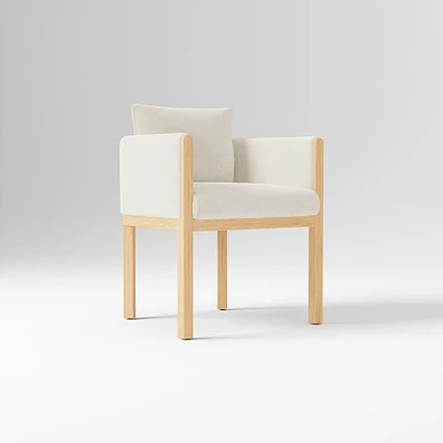 Tallulah Dining Chair W/ Arm, Yarn Dyed Linen Weave Alabaster, Blonde
