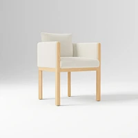 Tallulah Dining Chair W/ Arm, Yarn Dyed Linen Weave Alabaster, Blonde