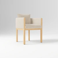 Tallulah Dining Chair W/ Arm, Yarn Dyed Linen Weave Alabaster, Blonde