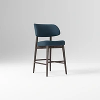 Hyde Bar Stool, Yarn Dyed Linen Weave Alabaster, Smoked Oak
