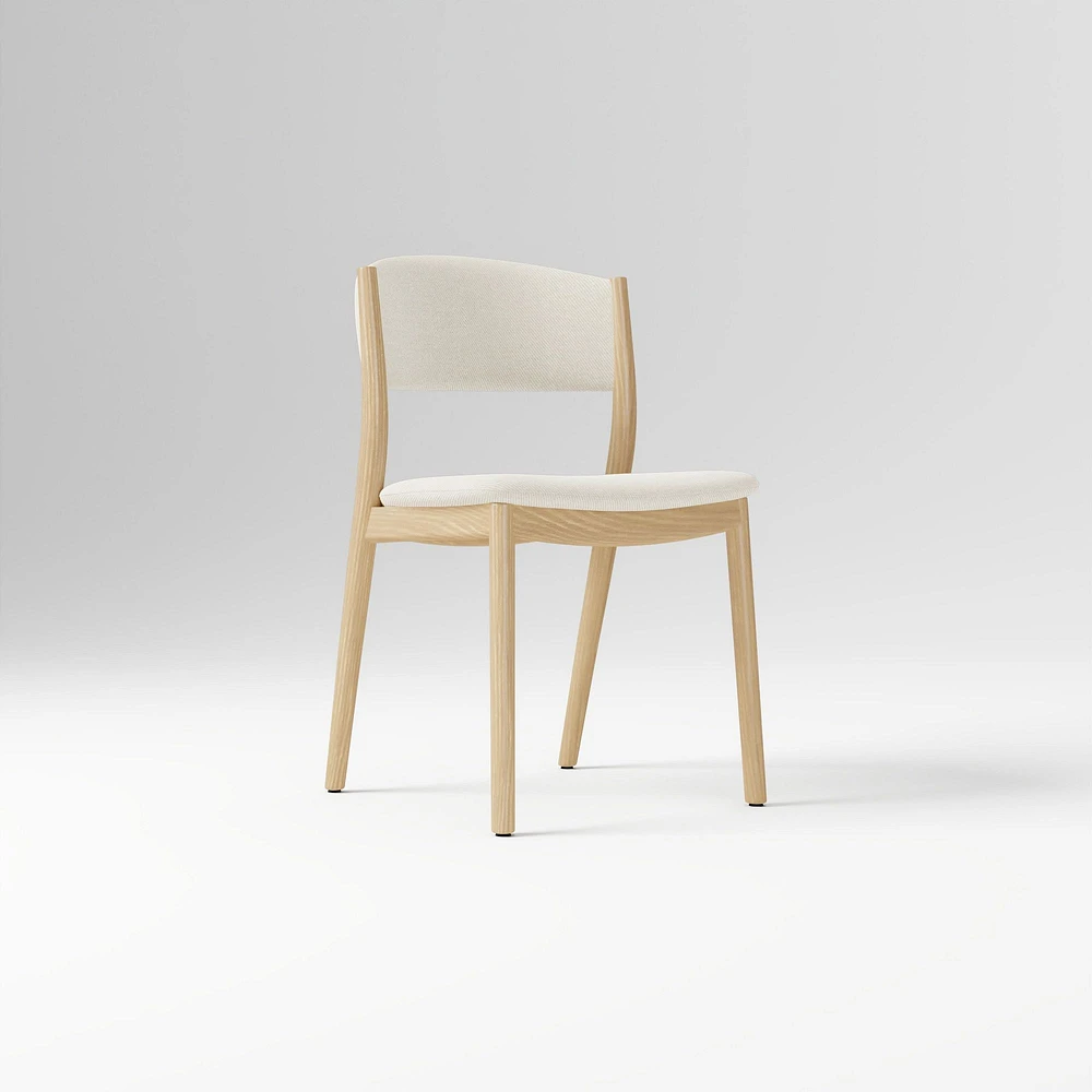 Marcus Samuelsson Dining Chair, Yarn Dyed Linen Weave Alabaster, Blonde