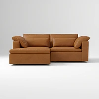Harmony Modular 2-Piece Left Arm Chair Sectional, Saddle Leather Nut