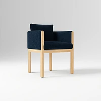 Tallulah Dining Chair W/ Arm, Yarn Dyed Linen Weave Alabaster, Blonde
