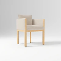 Tallulah Dining Chair W/ Arm, Yarn Dyed Linen Weave Alabaster, Blonde