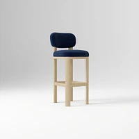 Anton Bar Stool, Yarn Dyed Linen Weave Alabaster, Burnt Wax