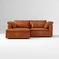 Harmony Modular 2-Piece Left Arm Chair Sectional, Saddle Leather Nut