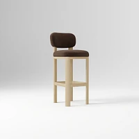 Anton Bar Stool, Yarn Dyed Linen Weave Alabaster, Burnt Wax