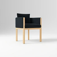 Tallulah Dining Chair W/ Arm, Yarn Dyed Linen Weave Alabaster, Blonde