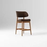 Hyde Bar Stool, Yarn Dyed Linen Weave Alabaster, Smoked Oak
