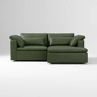 Harmony Modular 2-Piece Left Arm Chair Sectional, Saddle Leather Nut