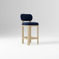 Anton Bar Stool, Yarn Dyed Linen Weave Alabaster, Burnt Wax