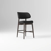 Hyde Bar Stool, Yarn Dyed Linen Weave Alabaster, Smoked Oak