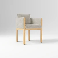 Tallulah Dining Chair W/ Arm, Yarn Dyed Linen Weave Alabaster, Blonde