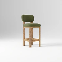 Anton Bar Stool, Yarn Dyed Linen Weave Alabaster, Burnt Wax
