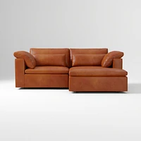 Harmony Modular 2-Piece Left Arm Chair Sectional, Saddle Leather Nut