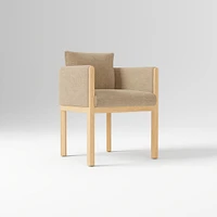 Tallulah Dining Chair W/ Arm, Yarn Dyed Linen Weave Alabaster, Blonde