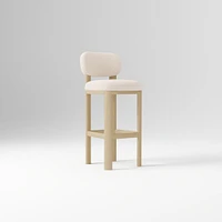 Anton Bar Stool, Yarn Dyed Linen Weave Alabaster, Burnt Wax